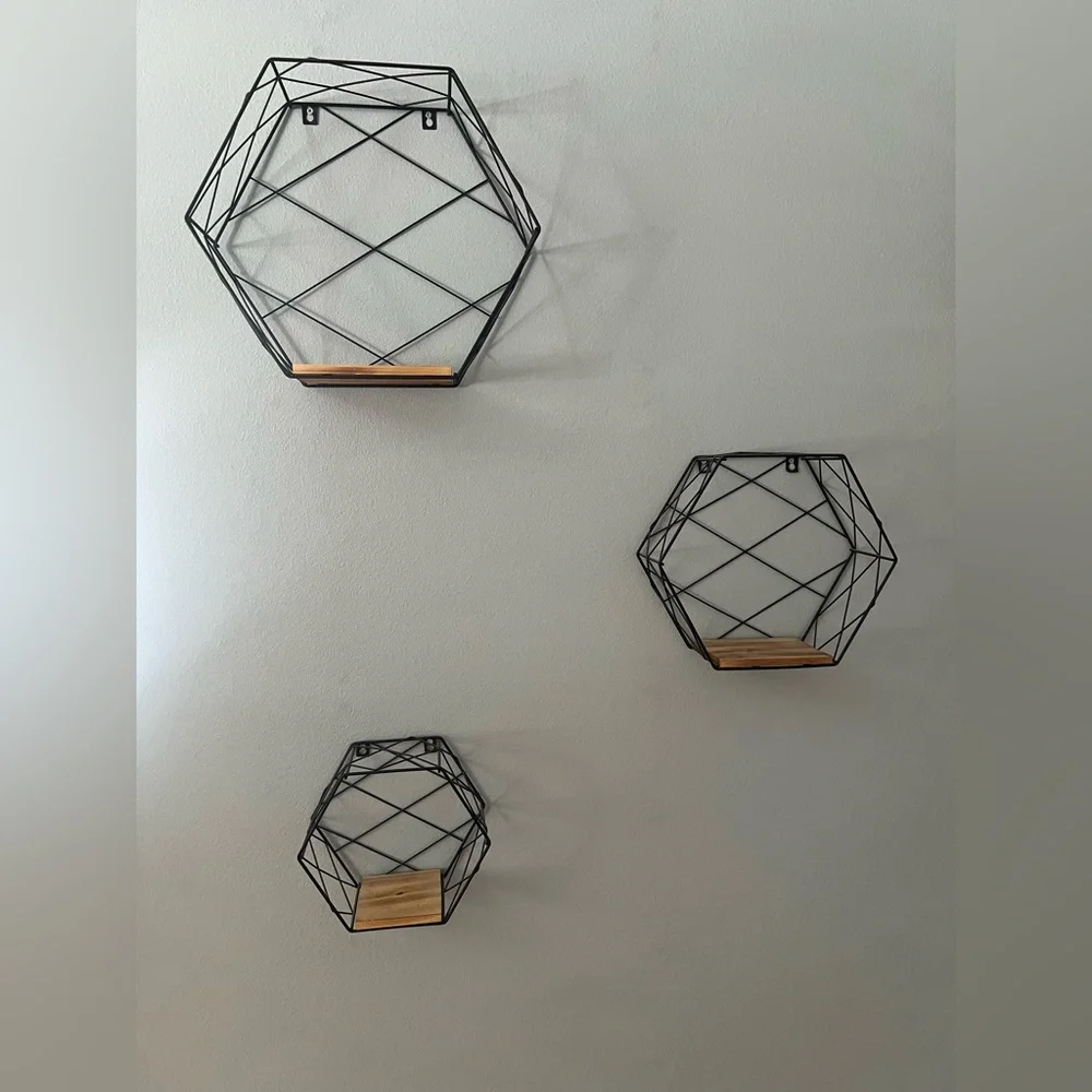 Geometric Black and Brown Wall Shelves